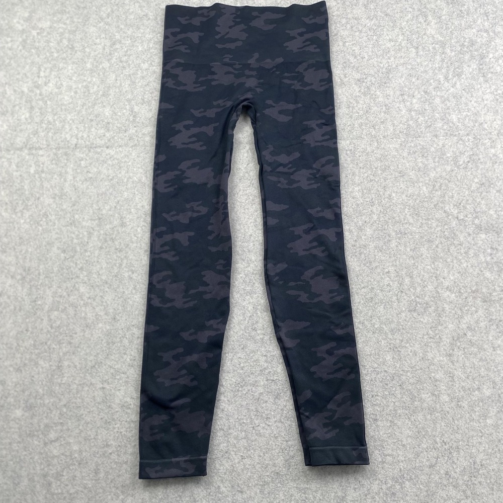 Spanx Leggings Womens Large (25x24) Black Camo High Rise Ankle Yoga Gym Pants
